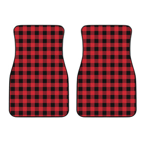 Cardinal Red Buffalo Check Pattern Print Front Car Floor Mats