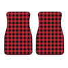 Cardinal Red Buffalo Check Pattern Print Front Car Floor Mats