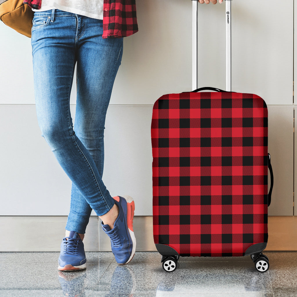 Cardinal Red Buffalo Check Pattern Print Luggage Cover