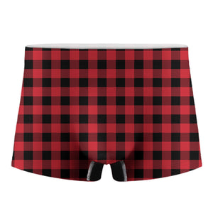 Cardinal Red Buffalo Check Pattern Print Men's Boxer Briefs