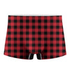 Cardinal Red Buffalo Check Pattern Print Men's Boxer Briefs