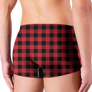 Cardinal Red Buffalo Check Pattern Print Men's Boxer Briefs