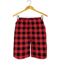 Cardinal Red Buffalo Check Pattern Print Men's Shorts