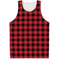 Cardinal Red Buffalo Check Pattern Print Men's Tank Top