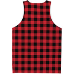 Cardinal Red Buffalo Check Pattern Print Men's Tank Top