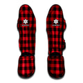 Cardinal Red Buffalo Check Pattern Print Muay Thai Shin Guards
