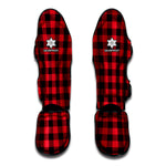 Cardinal Red Buffalo Check Pattern Print Muay Thai Shin Guard