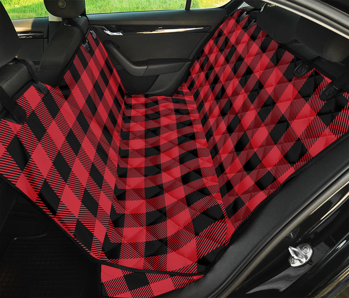 Cardinal Red Buffalo Check Pattern Print Pet Car Back Seat Cover