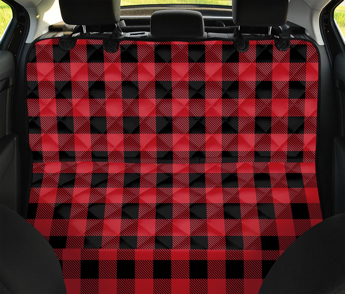 Cardinal Red Buffalo Check Pattern Print Pet Car Back Seat Cover