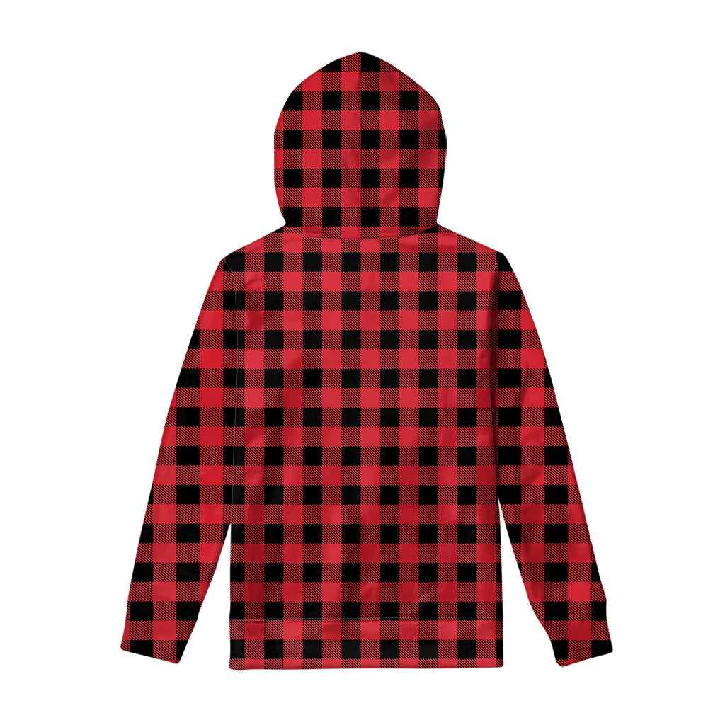 Cardinal Red Buffalo Check Pattern Print Pullover Hoodie