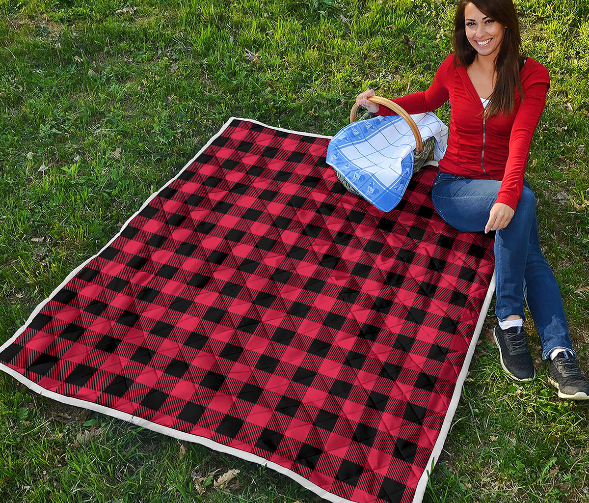 Cardinal Red Buffalo Check Pattern Print Quilt