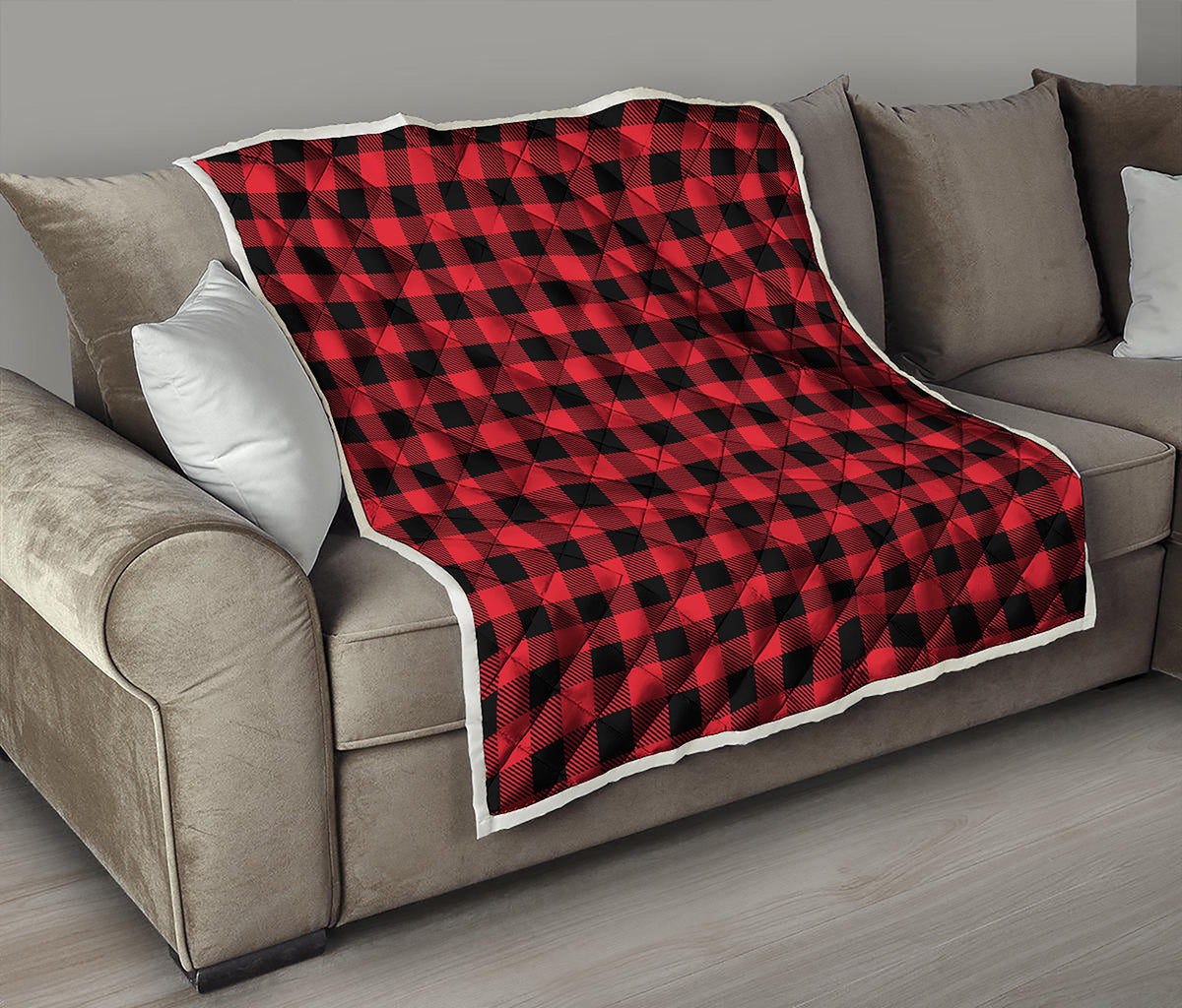 Cardinal Red Buffalo Check Pattern Print Quilt