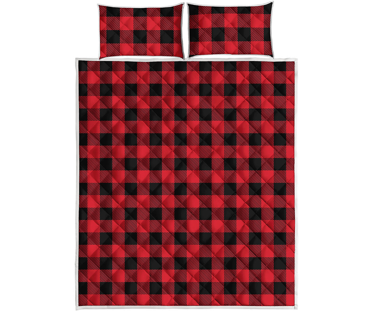 Cardinal Red Buffalo Check Pattern Print Quilt Bed Set