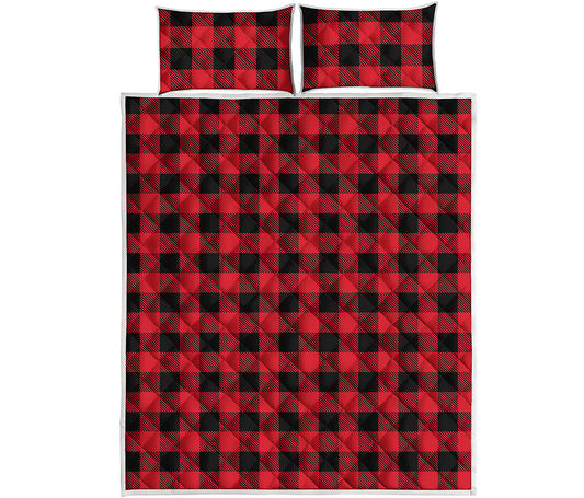 Cardinal Red Buffalo Check Pattern Print Quilt Bed Set