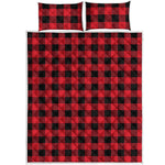 Cardinal Red Buffalo Check Pattern Print Quilt Bed Set