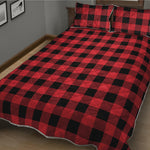 Cardinal Red Buffalo Check Pattern Print Quilt Bed Set