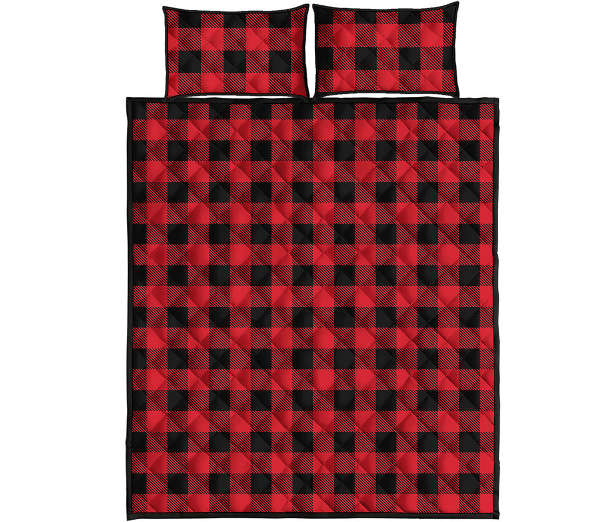 Cardinal Red Buffalo Check Pattern Print Quilt Bed Set