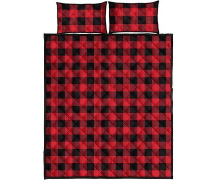 Cardinal Red Buffalo Check Pattern Print Quilt Bed Set