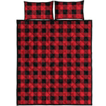 Cardinal Red Buffalo Check Pattern Print Quilt Bed Set