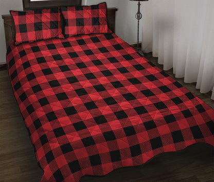 Cardinal Red Buffalo Check Pattern Print Quilt Bed Set