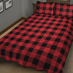 Cardinal Red Buffalo Check Pattern Print Quilt Bed Set
