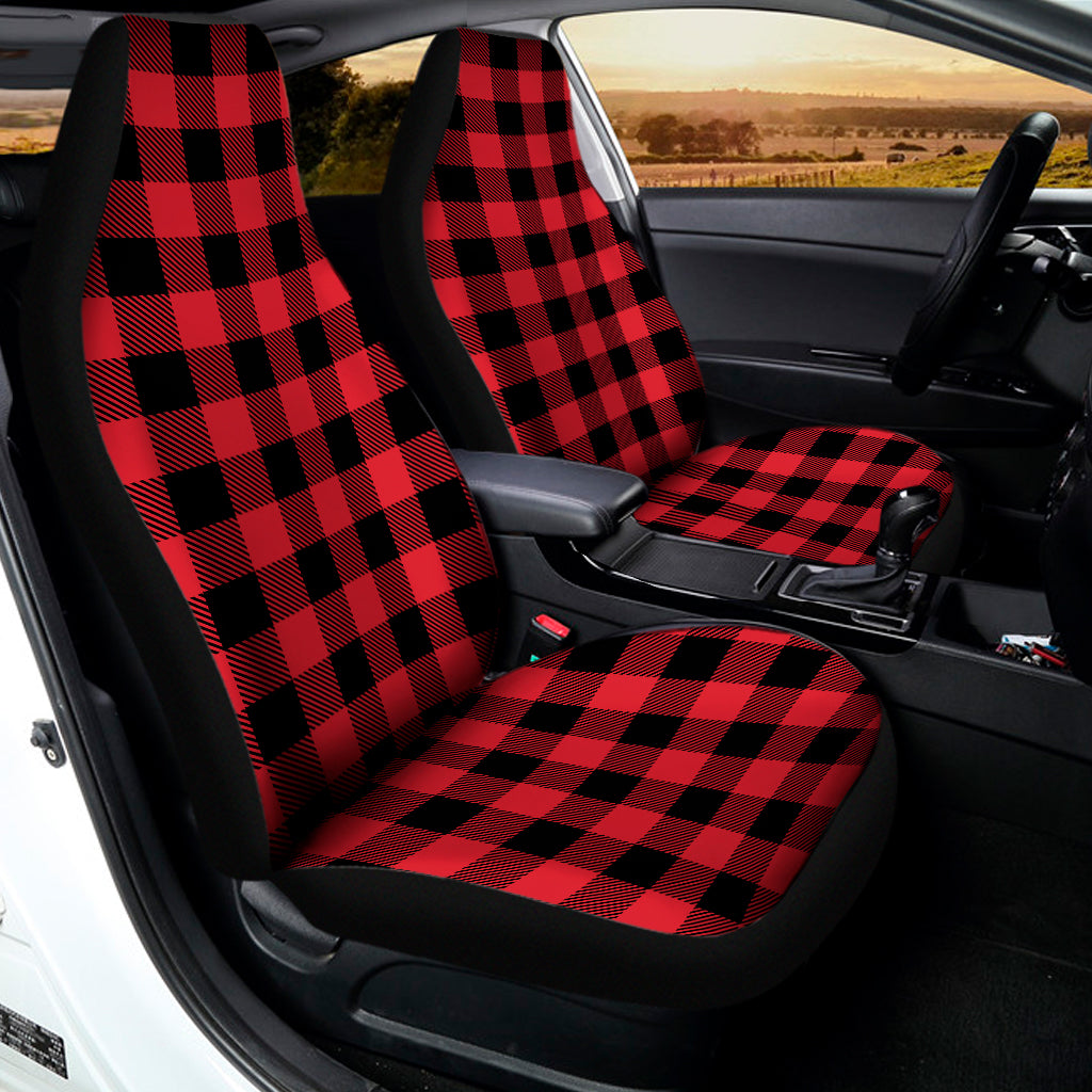 Cardinal Red Buffalo Check Pattern Print Universal Fit Car Seat Covers