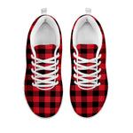 Cardinal Red Buffalo Check Pattern Print White Sneakers