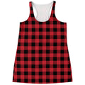 Cardinal Red Buffalo Check Pattern Print Women's Racerback Tank Top