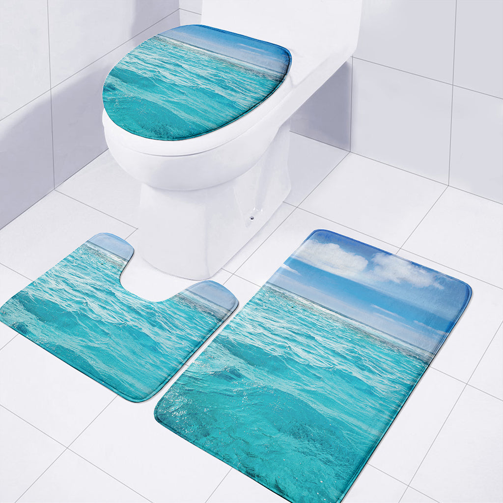Caribbean Ocean Print 3 Piece Bath Mat Set