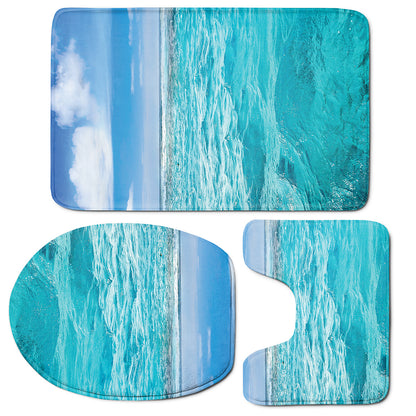 Caribbean Ocean Print 3 Piece Bath Mat Set