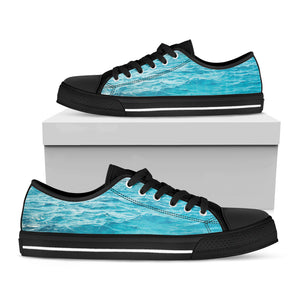 Caribbean Ocean Print Black Low Top Shoes