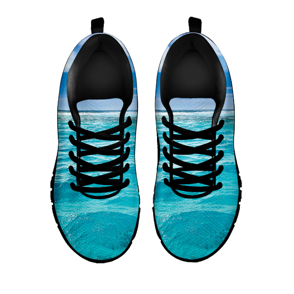 Caribbean Ocean Print Black Sneakers