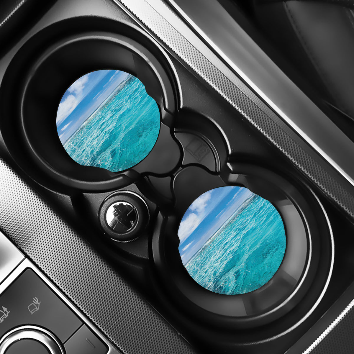 Caribbean Ocean Print Car Coasters