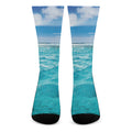 Caribbean Ocean Print Crew Socks