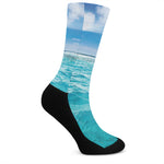 Caribbean Ocean Print Crew Socks