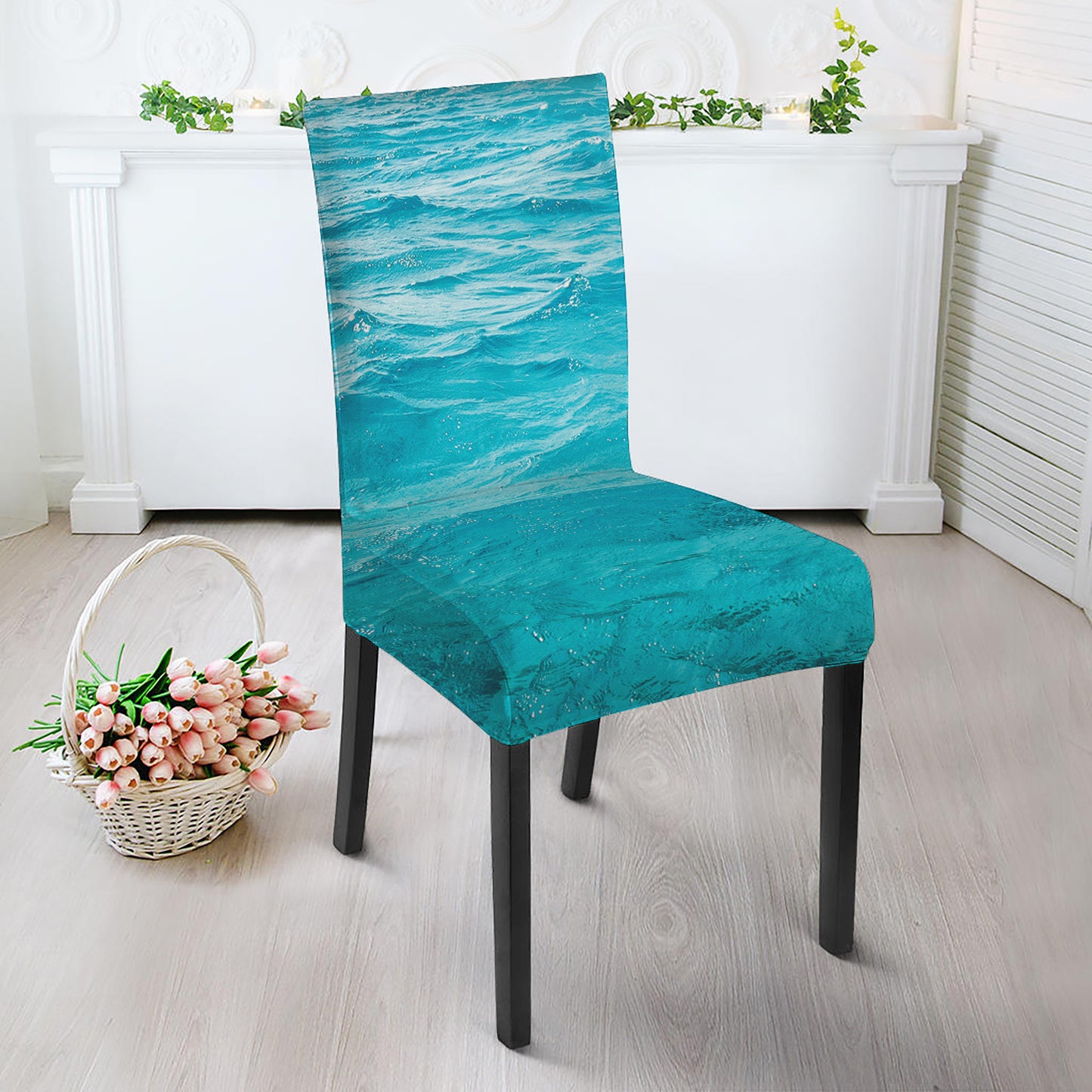 Caribbean Ocean Print Dining Chair Slipcover