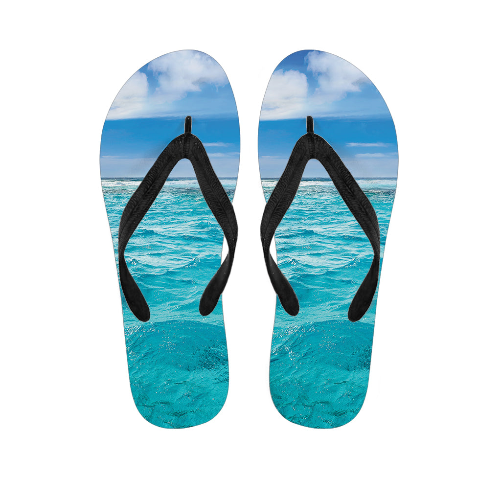 Caribbean Ocean Print Flip Flops