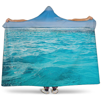 Caribbean Ocean Print Hooded Blanket