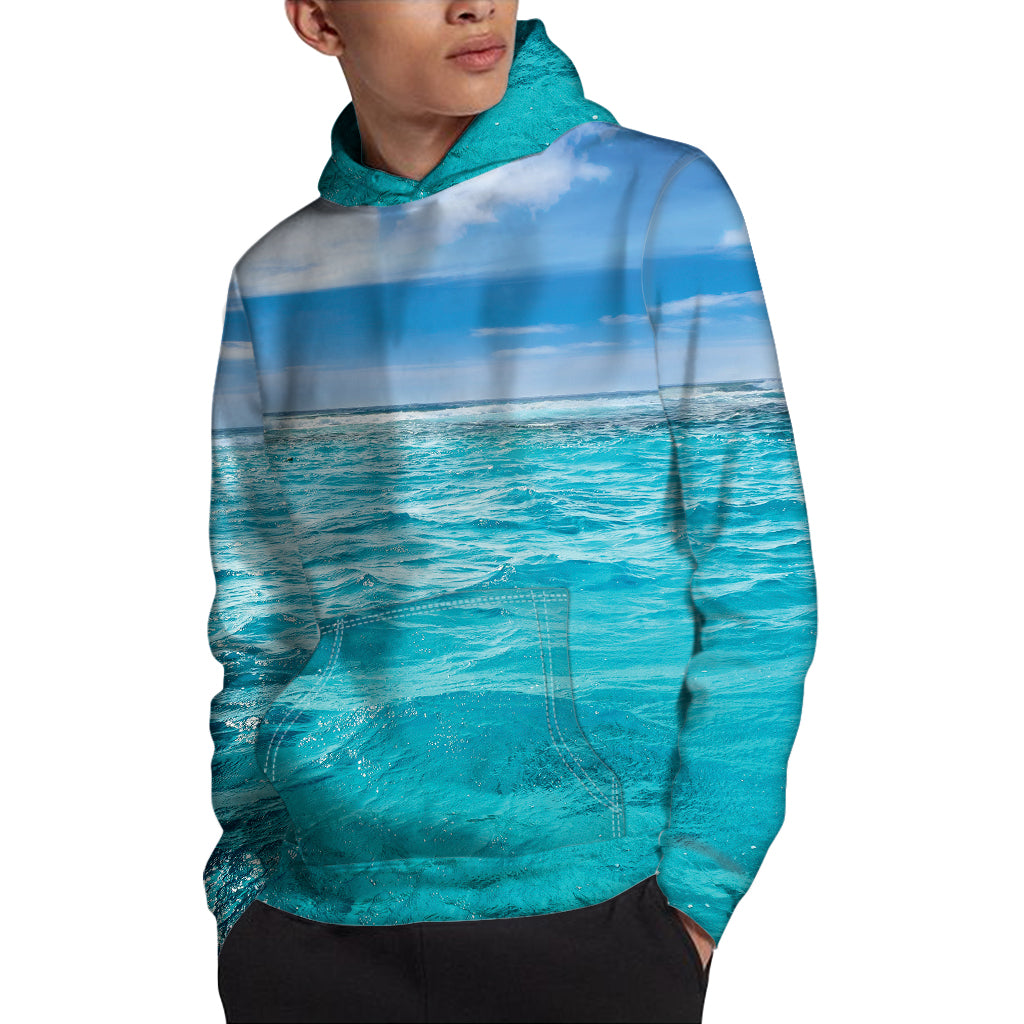 Caribbean Ocean Print Pullover Hoodie