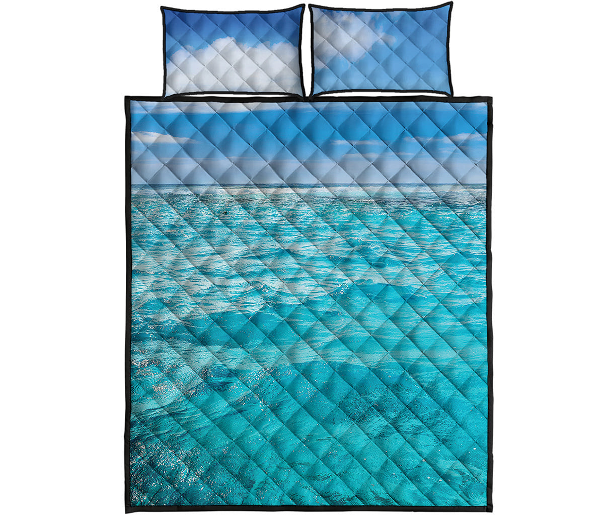 Caribbean Ocean Print Quilt Bed Set