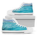 Caribbean Ocean Print White High Top Sneakers