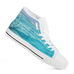 Caribbean Ocean Print White High Top Shoes