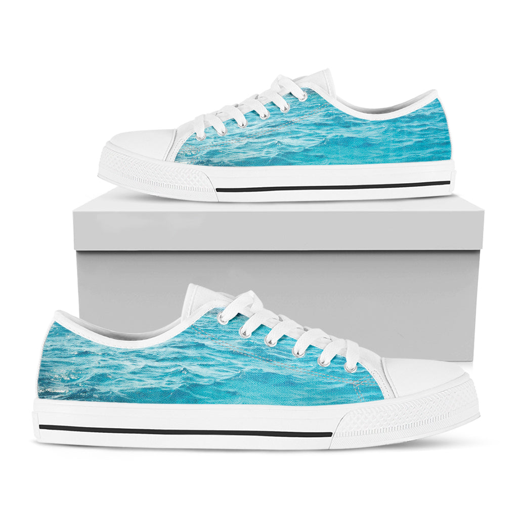 Caribbean Ocean Print White Low Top Shoes