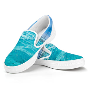 Caribbean Ocean Print White Slip On Shoes