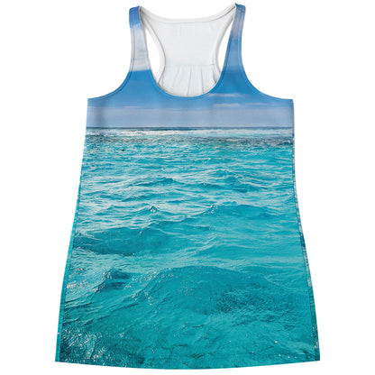 Caribbean Ocean Print Women's Racerback Tank Top