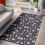 Carrot And Rabbit Pattern Print Area Rug