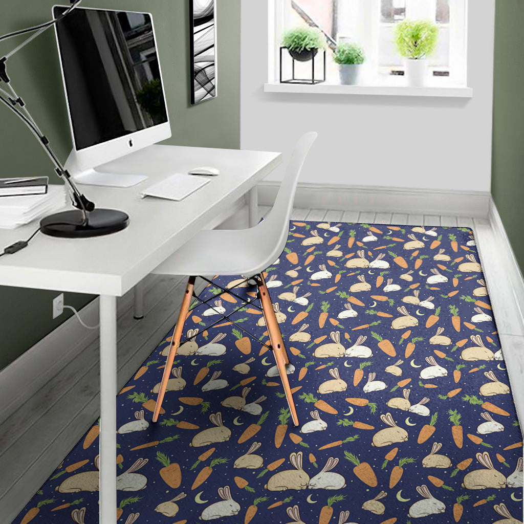 Carrot And Rabbit Pattern Print Area Rug