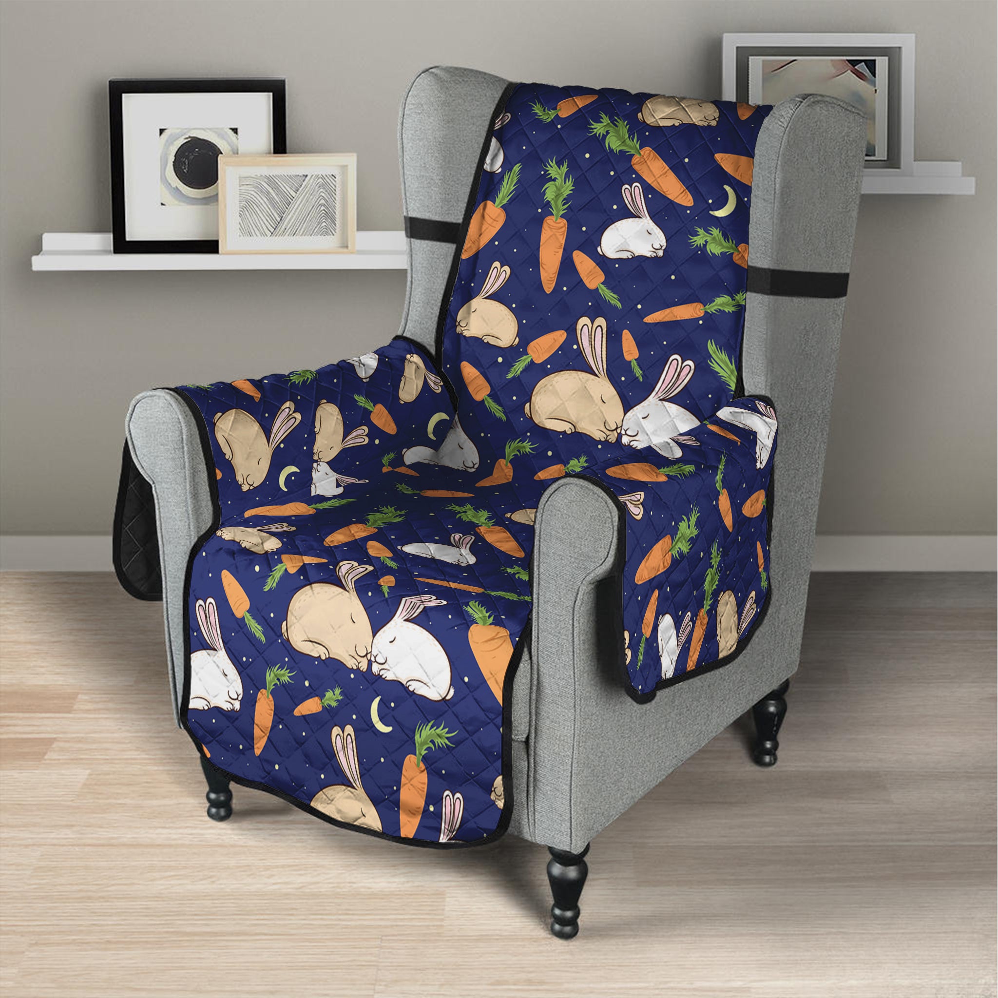 Carrot And Rabbit Pattern Print Armchair Protector