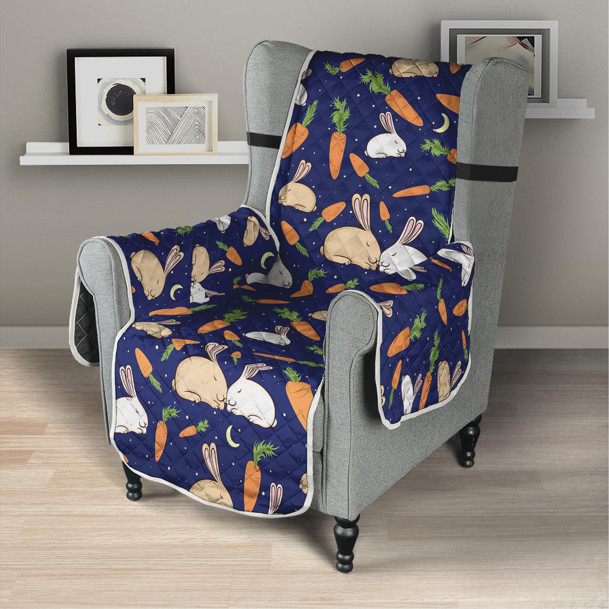 Carrot And Rabbit Pattern Print Armchair Protector