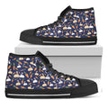 Carrot And Rabbit Pattern Print Black High Top Sneakers